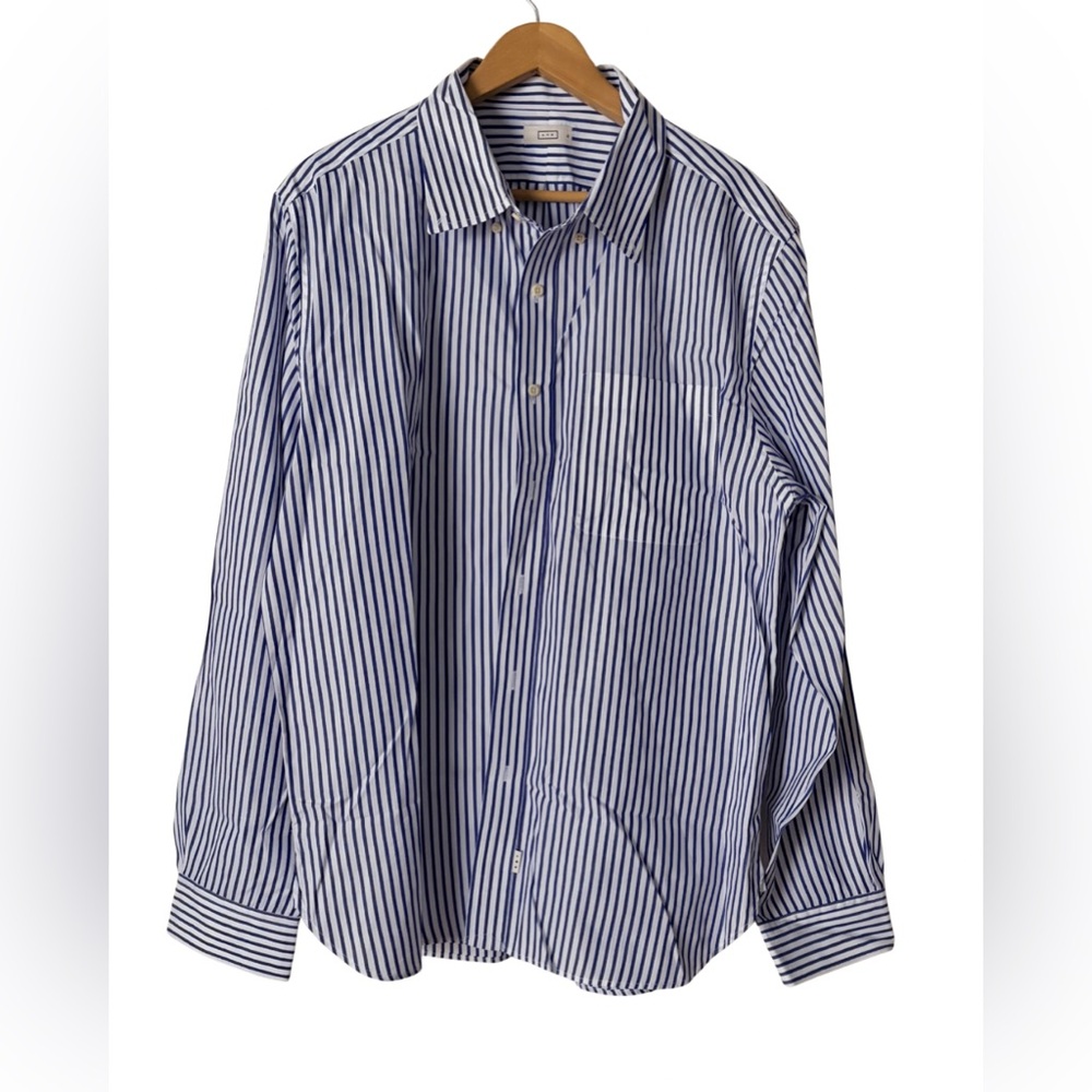 AYR Blue and White Striped Button-Down Shirt